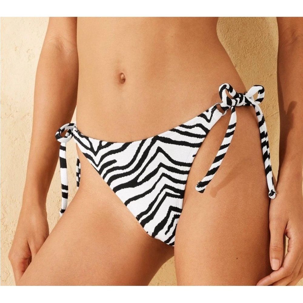 Wild Fable Zebra Stripe Patterned Side Tie Bikini Bottom, Size XL (16),‎ NWT